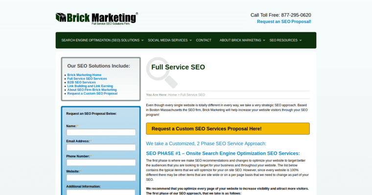 Service page of #17 Best Online Marketing Firm: Brick Marketing