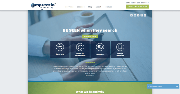 Home page of #20 Top Online Marketing Company: Imprezzio Marketing