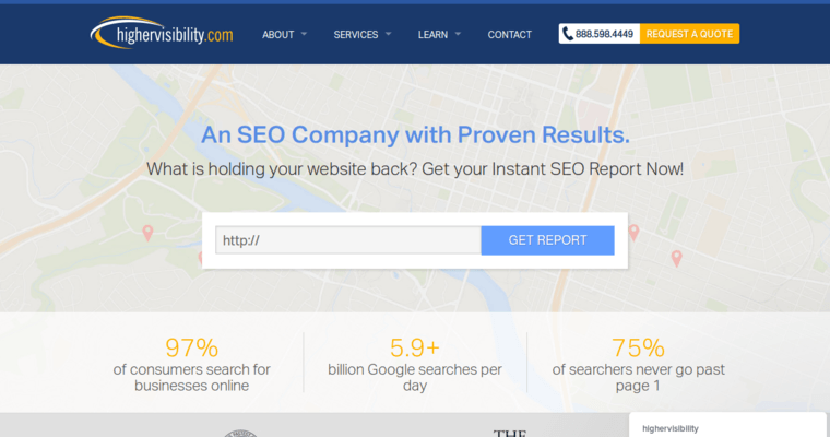 Home page of #16 Best Search Engine Optimization Company: Higher Visibility