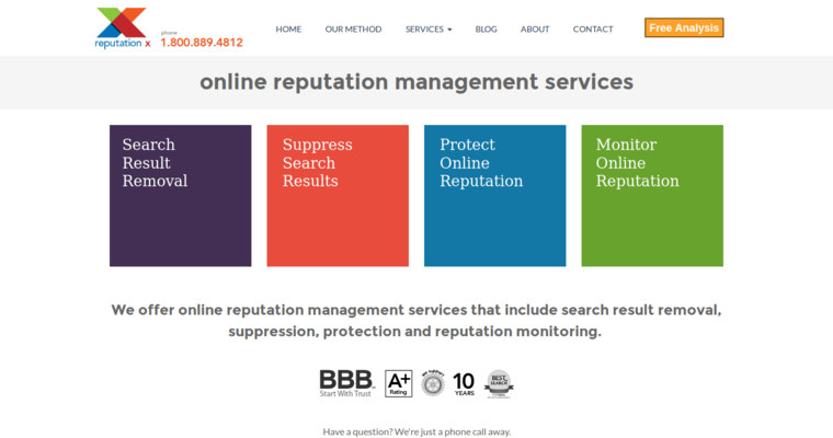 Services page of #17 Leading SEO Business: Reputation X
