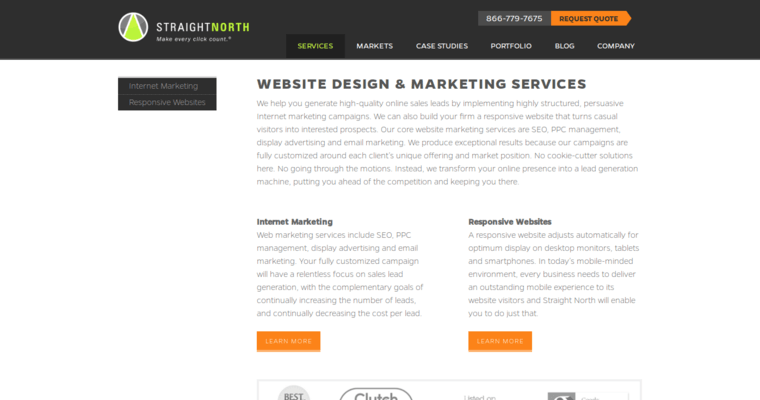 Service page of #10 Best Online Marketing Firm: Straight North