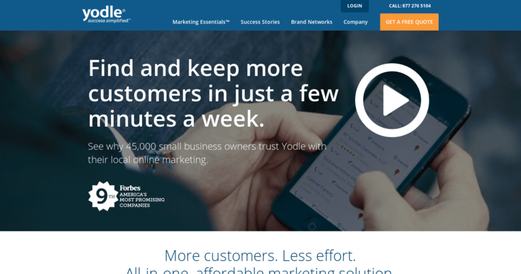 Home page of #2 Best Online Marketing Agency: Yodle