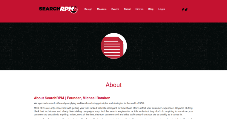 About page of #17 Top Search Engine Optimization Business: SearchRPM