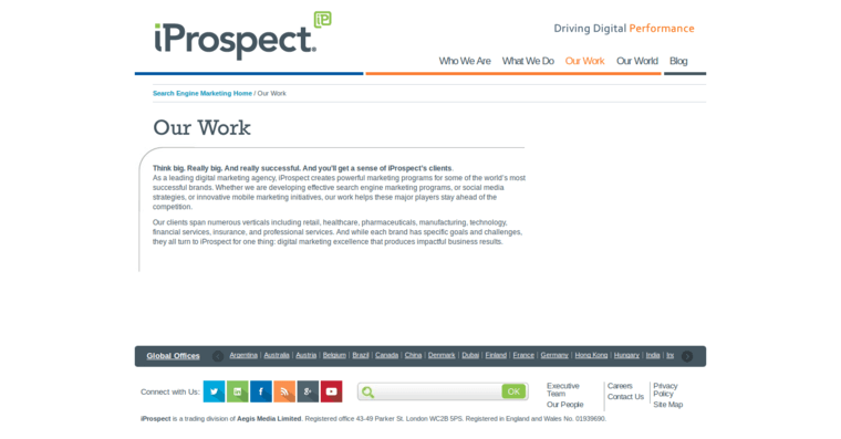 Work page of #19 Top SEO Business: iProspect