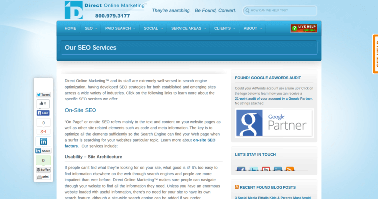 Service page of #16 Top SEO Firm: Direct Online Marketing