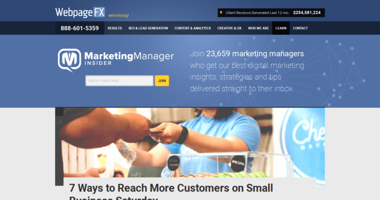 Blog page of #1 Leading Online Marketing Agency: WebpageFX