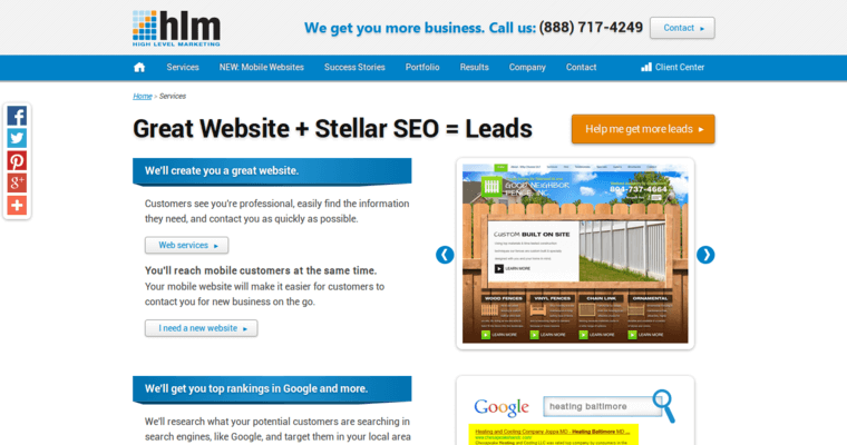Service page of #16 Top SEO Agency: High Level Marketing