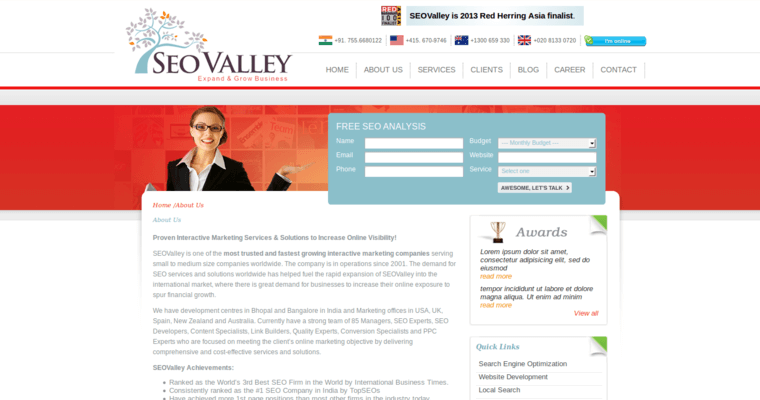 About page of #17 Best Online Marketing Agency: SEOValley