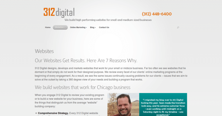 Websites page of #5 Best Chicago SEO Business: 312 Digital