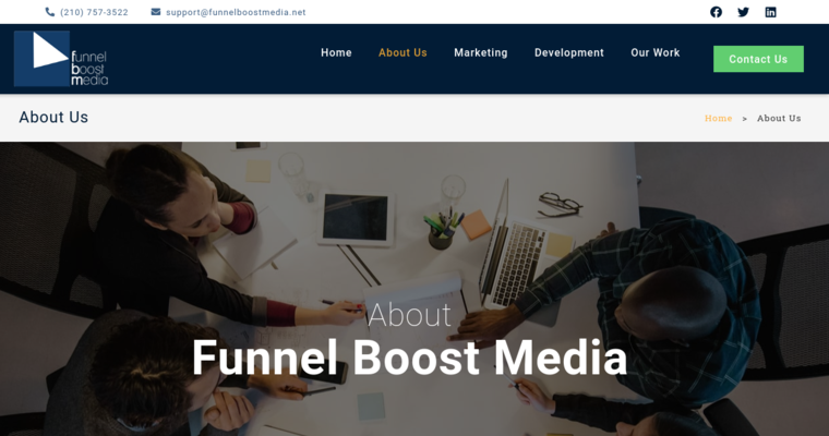 About page of #13 Top Corporate SEO Firm: Funnel Boost Media