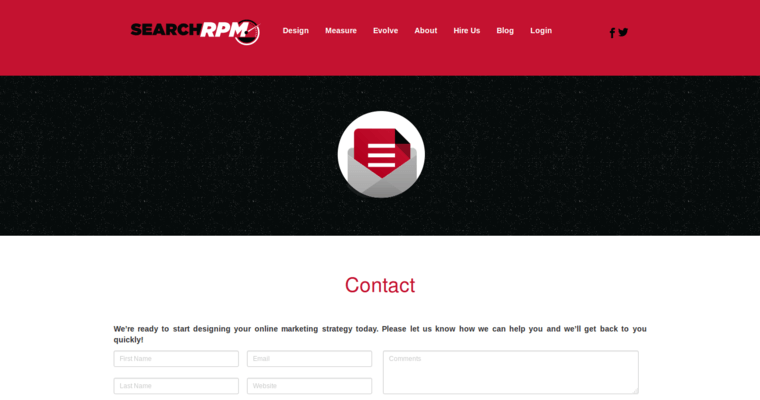 Contact page of #10 Top Enterprise Online Marketing Firm: SearchRPM