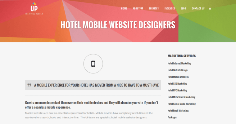 Websites page of #7 Top Hotel SEO Business: Up: The Hotel Agency