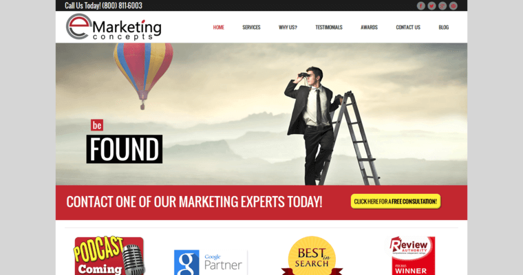 Home page of #10 Best LA SEO Firm: eMarketing Concepts