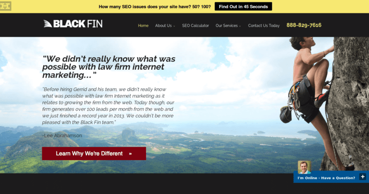 Home page of #4 Leading Law Firm SEO Agency: Black Fin