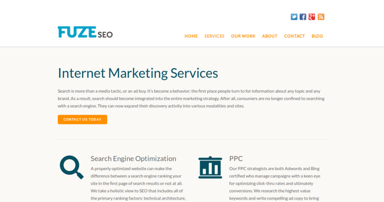 Service page of #2 Leading PPC: Fuze SEO