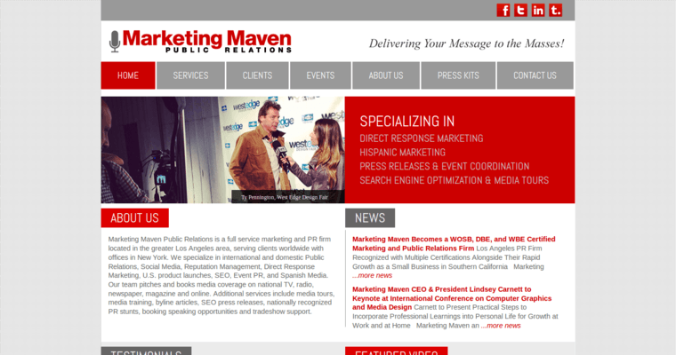 Home page of #10 Best SEO PR Firm: Marketing Maven