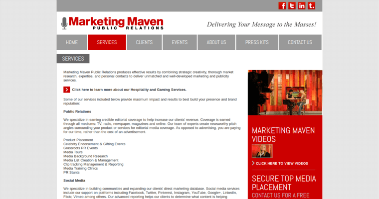 Service page of #9 Top PR Business: Marketing Maven