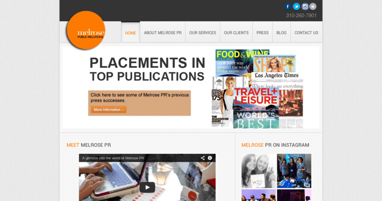 Home page of #7 Best PR Agency: Melrose PR