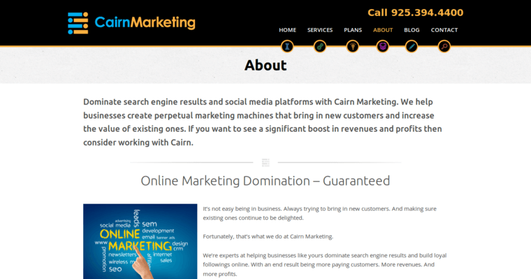 About Page of Top Web Design Firms in California: Cairgn Marketing