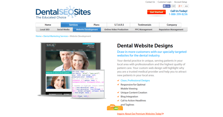 Development Page of Top Web Design Firms in California: Dental SEO Sites