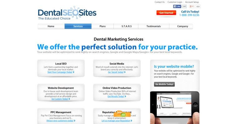 Service Page of Top Web Design Firms in California: Dental SEO Sites