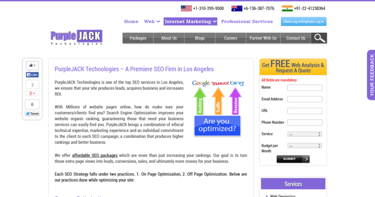 Service Page of Top Web Design Firms in California: PurpleJack