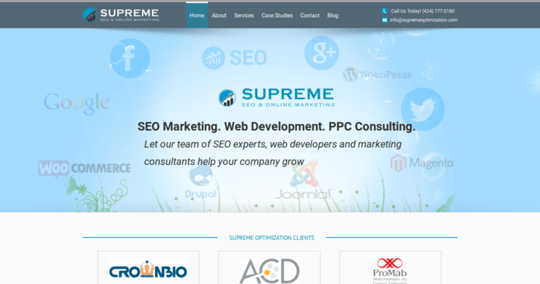 Home Page of Top Web Design Firms in California: Supreme Optimization