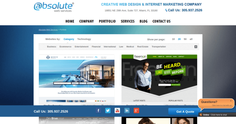 Folio page of #4 Leading Online Marketing Agency: Absolute Web Services