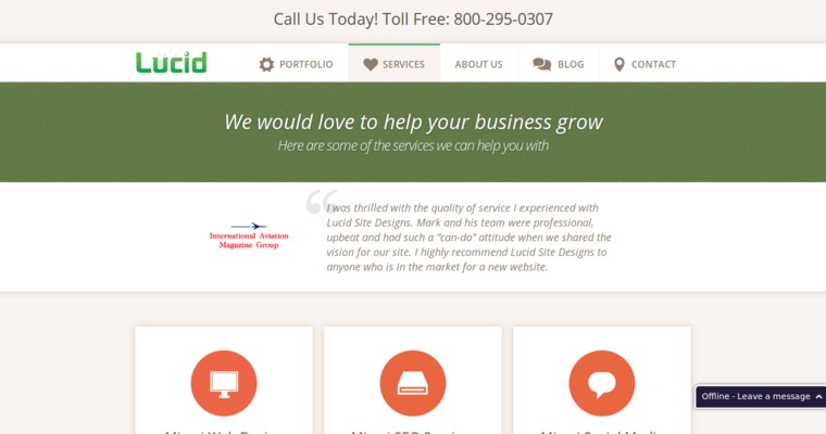 Service page of #18 Best Online Marketing Business: Lucid
