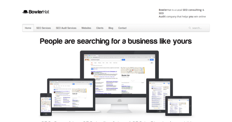 Home page of #14 Best SEO Business: Bowler Hat