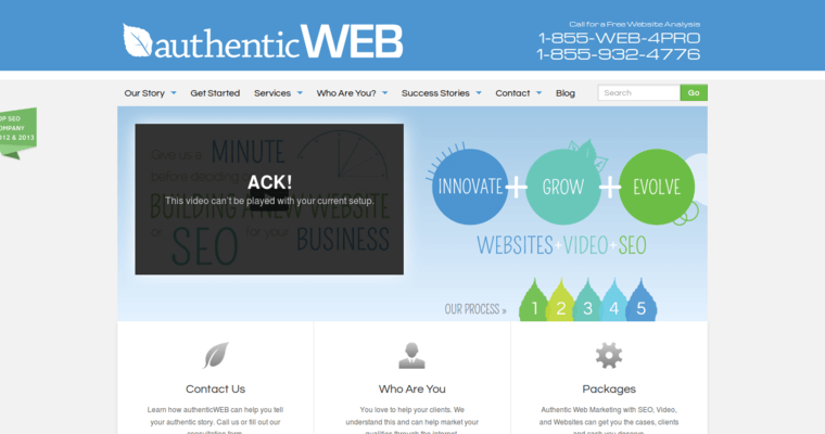 Home page of #16 Leading SEO Company: Authentic Web