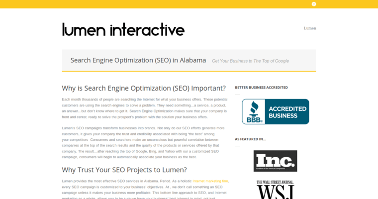 Service page of #14 Top Search Engine Optimization Company: Lumen Interactive