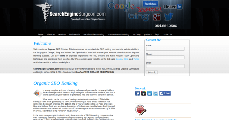 Home page of #7 Leading Search Engine Optimization Firm: Search Engine Surgeon