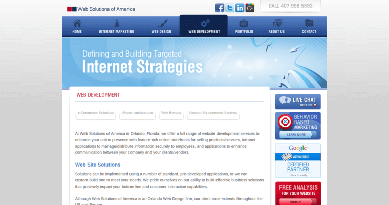 Development page of #13 Top SEO Company: Web Solutions of America