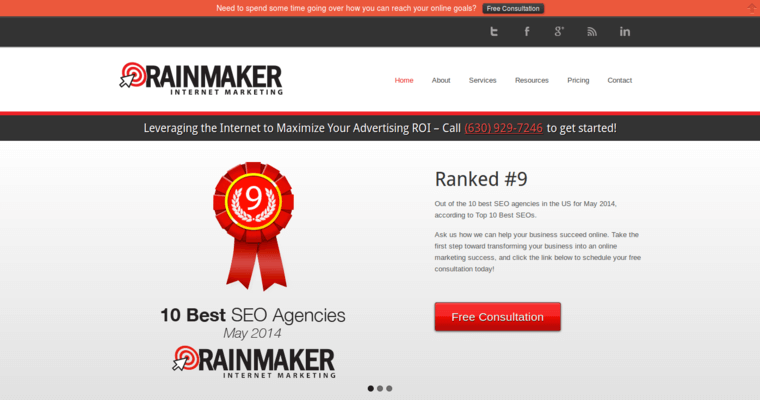 Home page of #19 Leading Search Engine Optimization Firm: Rainmaker Internet Marketing