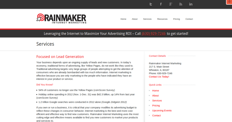 Service page of #19 Top Search Engine Optimization Agency: Rainmaker Internet Marketing