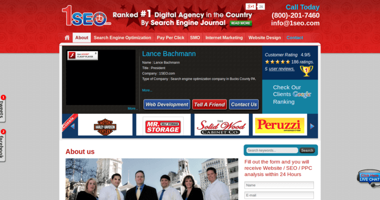 About page of #20 Best Online Marketing Agency: 1SEO.com