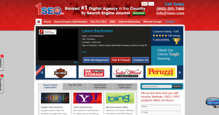 Home page of #20 Top Online Marketing Agency: 1SEO.com