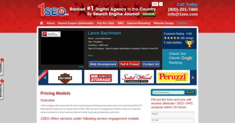Service page of #20 Top Online Marketing Agency: 1SEO.com