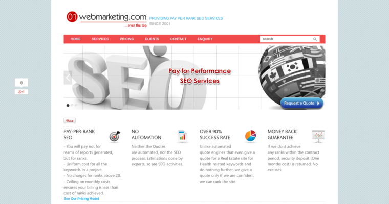 Home page of #16 Top Search Engine Optimization Company: 01 Web Marketing