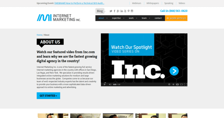 About page of #15 Top Search Engine Optimization Firm: Internet Marketing Inc