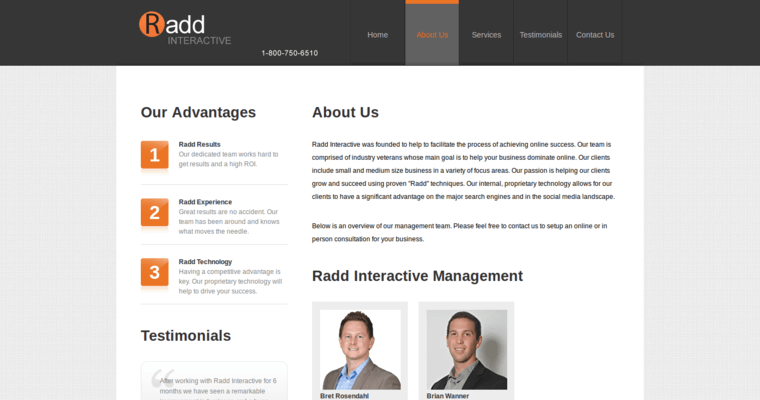 About page of #20 Top Online Marketing Firm: Radd Interactive