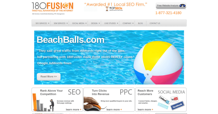 Home page of #16 Best SEO Company: 180fusion