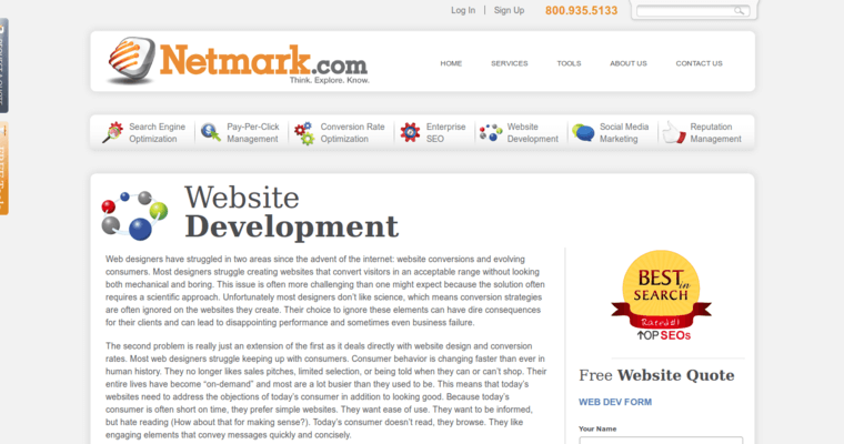 Development page of #8 Top Search Engine Optimization Firm: Netmark