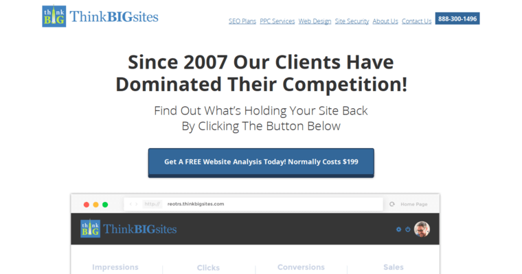 Home page of #5 Leading SEO Company: ThinkBIGsites.com