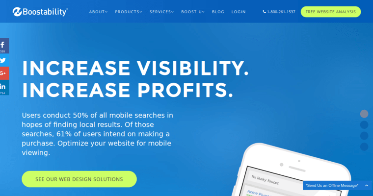 Home page of #3 Best Online Marketing Company: Boostability