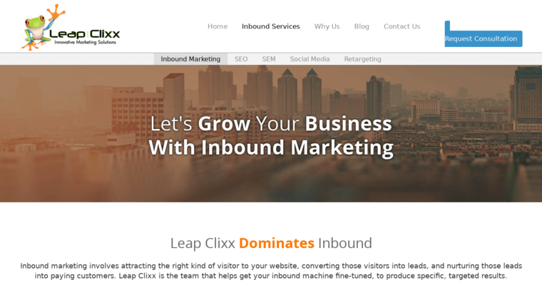 Service page of #24 Top Online Marketing Agency: Leap Clixx