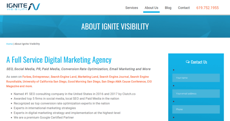 About page of #5 Top Online Marketing Agency: Ignite Visibility