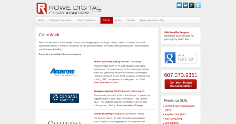 Work page of #25 Top Search Engine Optimization Firm: Rowe Digital