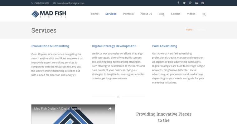Service page of #22 Top Online Marketing Company: Mad Fish Digital